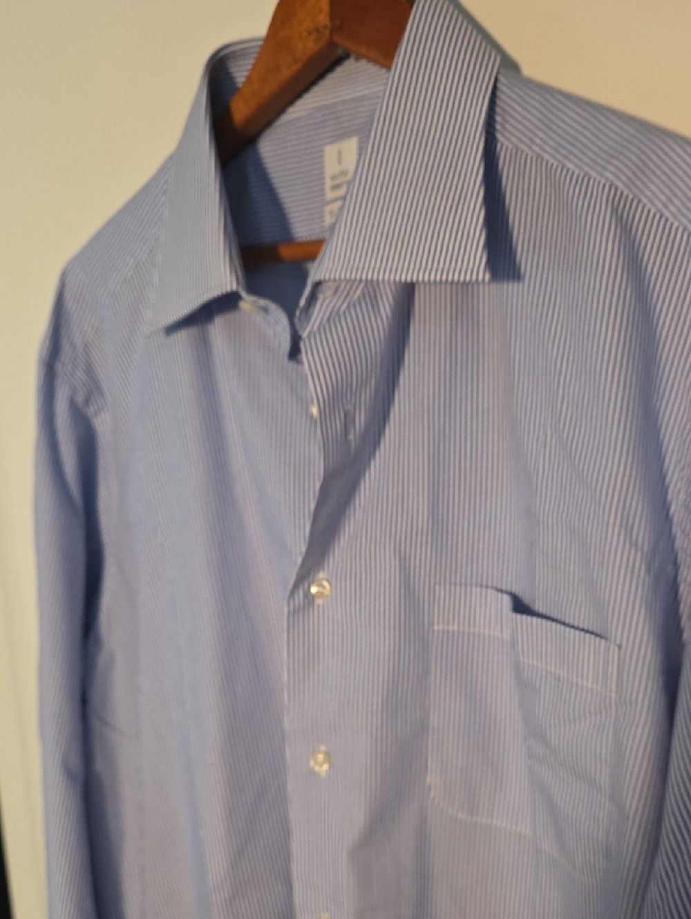 Mastai Ferretti Light Blue Pinstripe Dress Shirt 17" Neck 43" Chest NWOT